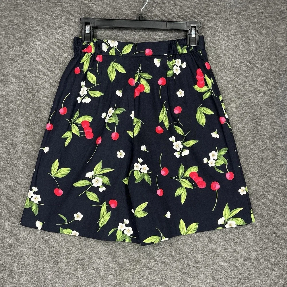 Vintage Briggs Skort Skirt Black Cherry Floral Size 8 Cotton Stretch High Rise